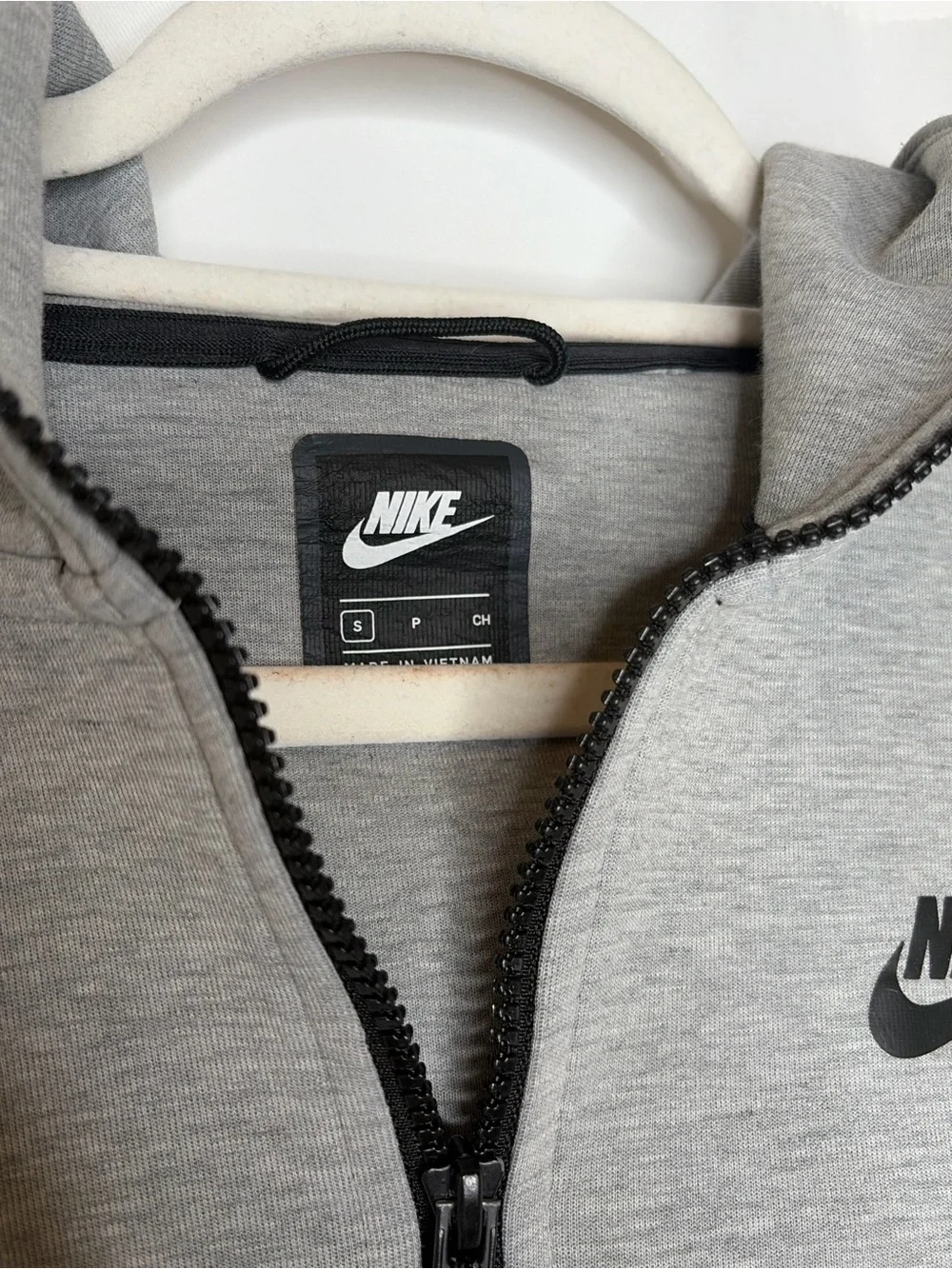 Nike Light Gray Tech Zip Hoodie with Black Accents